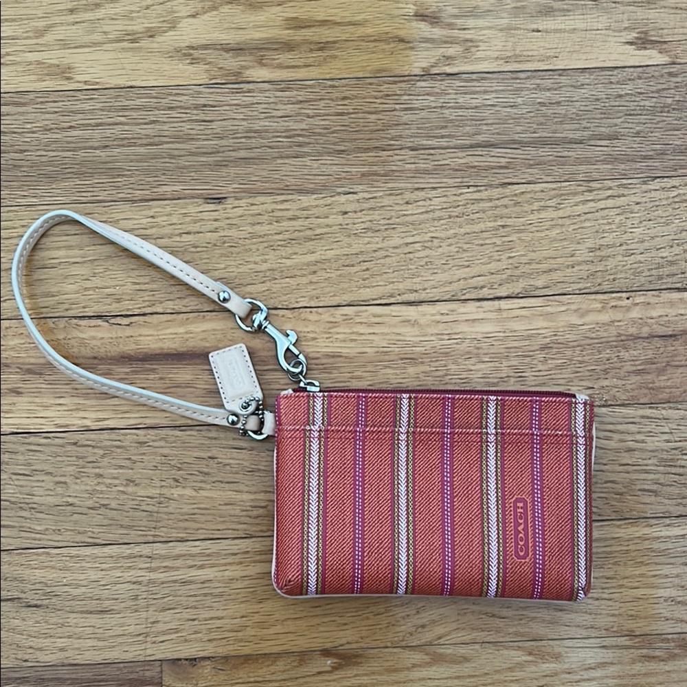 Coach Pink Striped Wristlet